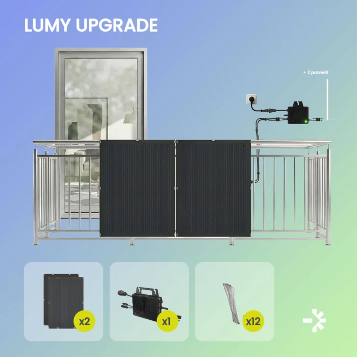 LUMY UPGRADE - Kit Fotovoltaico da Balcone Potenziabile Flessibile
