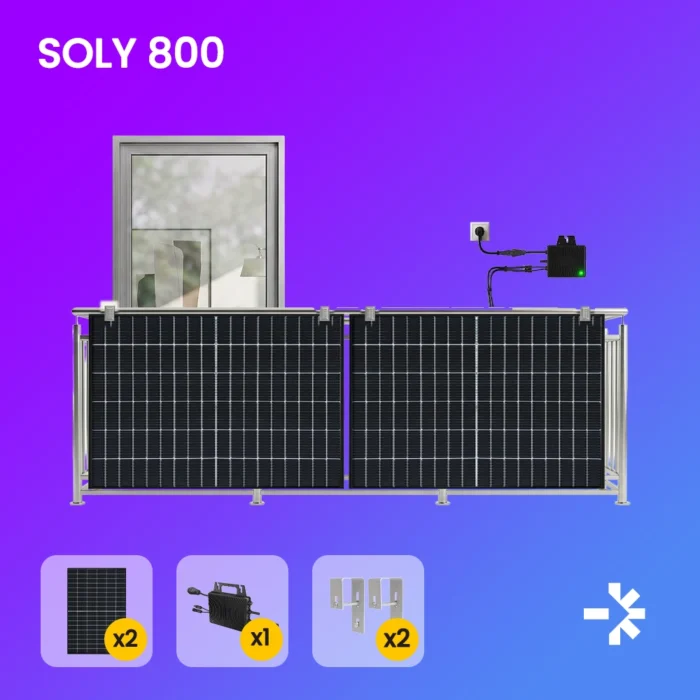 SOLY 800 - Kit fotovoltaico da balcone 800 Watt Pannelli rigidi